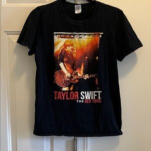 Taylor Swift Black Tee with Red and White Tour Graphic by Gildan small